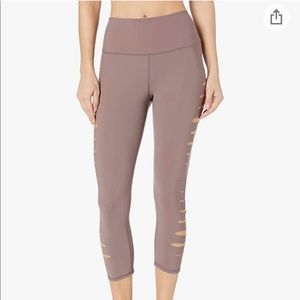 ALO Women’s Yoga High Waist Crop Rip Mauve Leggings Pants XXS